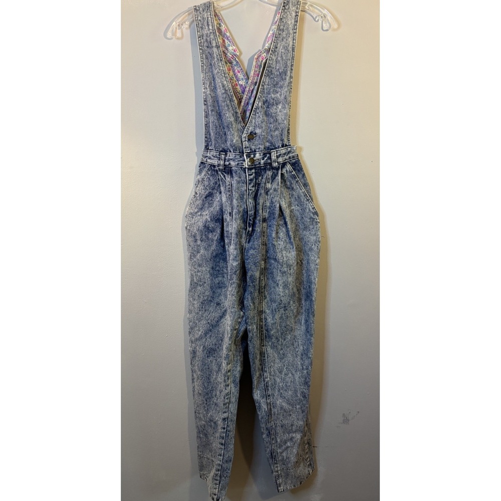 VTG STEFANO Acid Wash Denim Jumpsuit 9/10 80's High Rise Tapered Leg